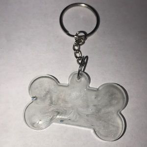 Unique Custom epoxy bone 🦴 keychain with light silver swirl & glitter ✨
